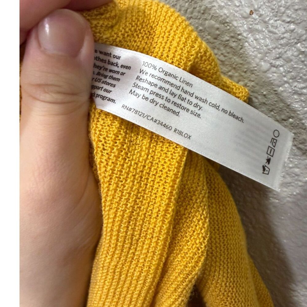 Eileen Fisher mustard yellow 100% organic linen cardigan size Medium - Picture 6 of 6